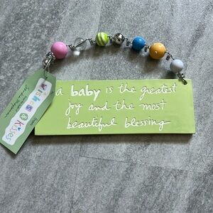Hanging Plaque for Baby new born pregnancy green & white beaded